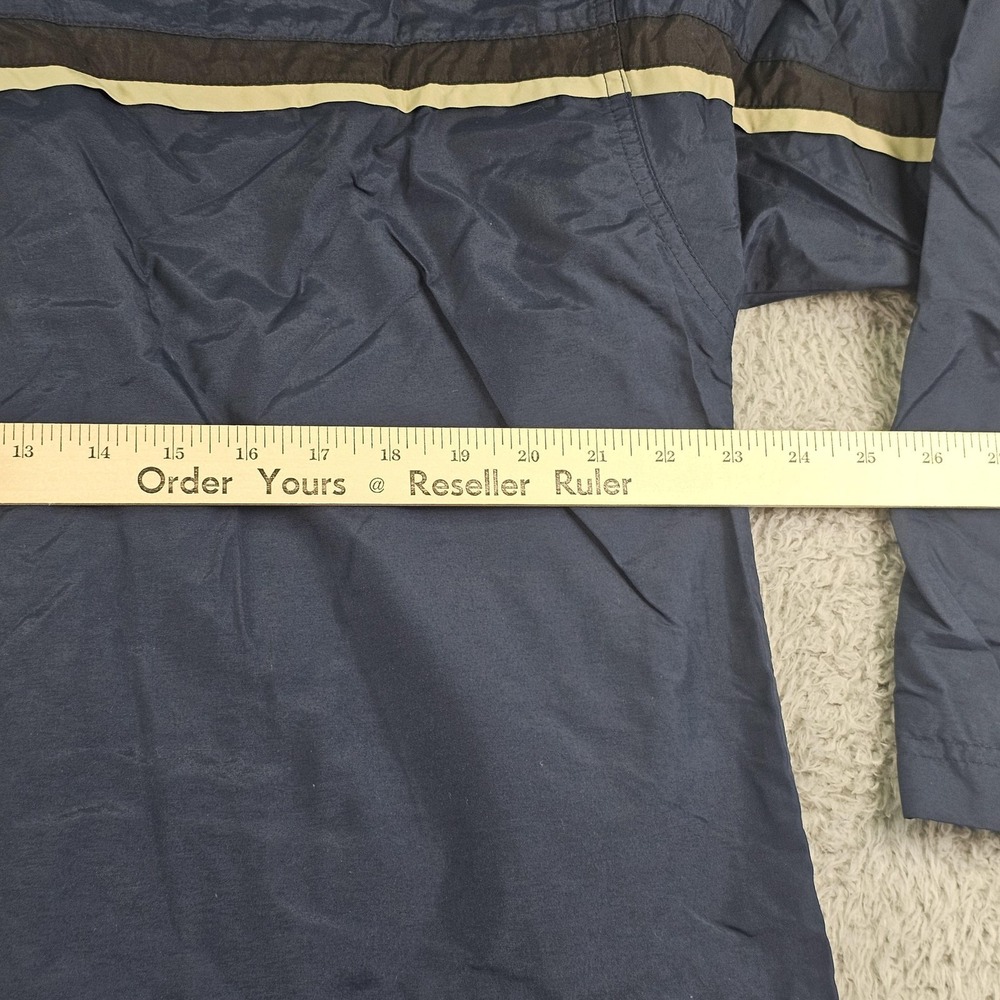 Nike Jacket Mens Large Navy Blue Windbreaker Full Zip Lined Stripe Swoosh Track - Picture 12 of 13